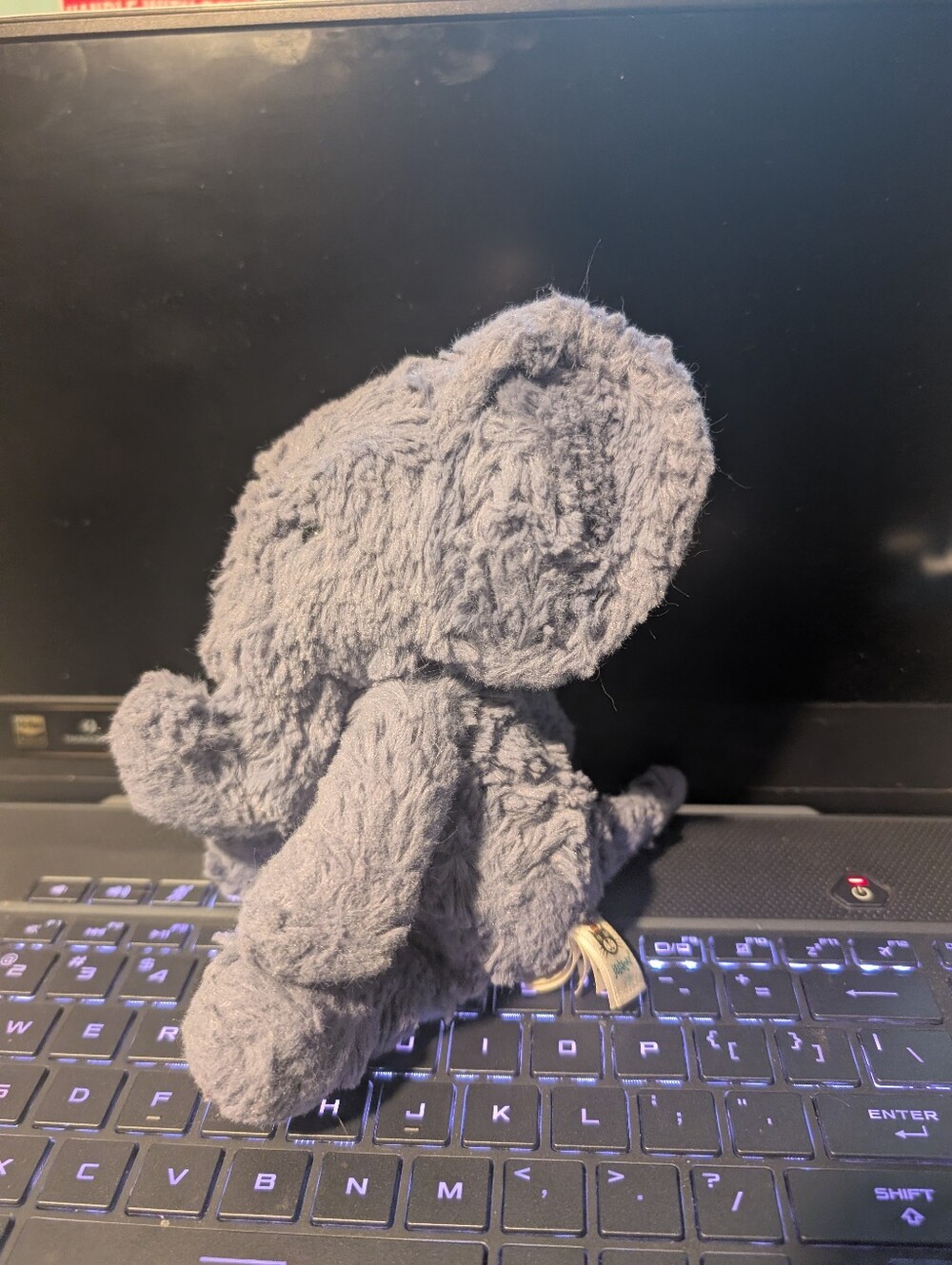 Jellycat London Fuddlewuddle Elephant Blue Gray Curled Trunk Plush Animal Toy 8”